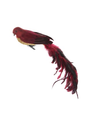 Main View - Click To Enlarge - SHISHI - Glitter Feather Tail Bird Ornament – Burgundy/Gold