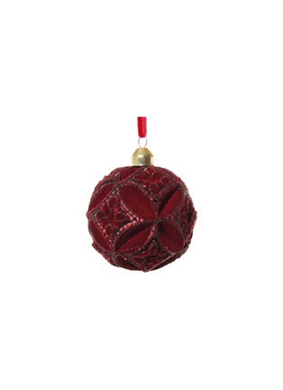 Main View - Click To Enlarge - SHISHI - Glitter Floral Accent Velvet Ball Ornament – Burgundy