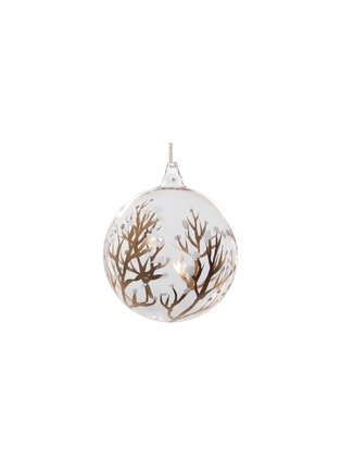 Main View - Click To Enlarge - SHISHI - Leaf Print Glass Ball Ornament – Gold/White