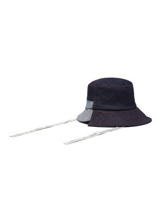 Figure View - Click To Enlarge - JW ANDERSON - Logo Embroidered Asymmetric Denim Bucket Hat