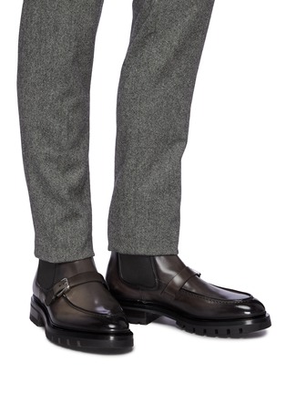 Figure View - Click To Enlarge - SANTONI - Cleat Sole Buckle Apron Boot