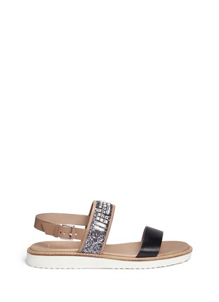 Main View - Click To Enlarge - COLE HAAN - 'Capri' glitter jewel leather sandals