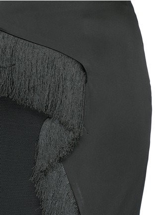Detail View - Click To Enlarge - MO&CO. EDITION 10 - Asymmetric fringe mesh twill pencil skirt