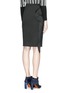 Back View - Click To Enlarge - MO&CO. EDITION 10 - Asymmetric fringe mesh twill pencil skirt