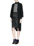 Figure View - Click To Enlarge - MO&CO. EDITION 10 - Asymmetric fringe mesh twill pencil skirt