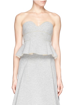 Main View - Click To Enlarge - MO&CO. EDITION 10 - Peplum hem wool blend bonded scuba jersey bustier
