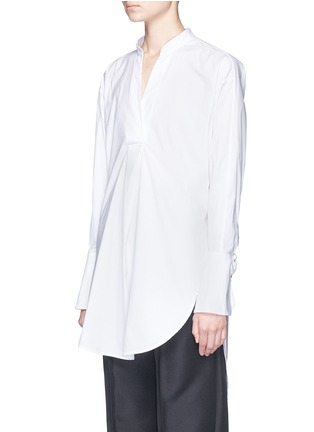 Front View - Click To Enlarge - MO&CO. EDITION 10 - Notch neck cotton poplin shirt dress