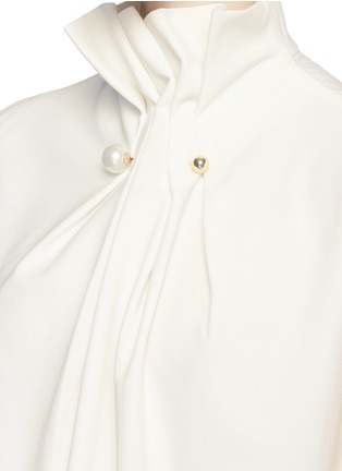 Detail View - Click To Enlarge - MO&CO. EDITION 10 - Faux pearl bar ruche neck sleeveless top