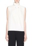 Main View - Click To Enlarge - MO&CO. EDITION 10 - Faux pearl bar ruche neck sleeveless top