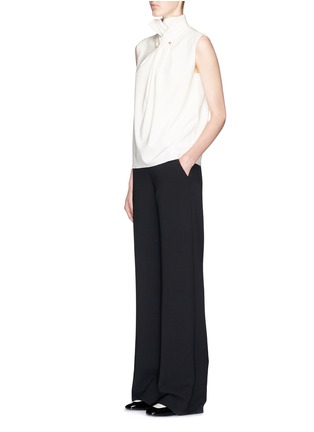 Figure View - Click To Enlarge - MO&CO. EDITION 10 - Faux pearl bar ruche neck sleeveless top