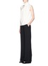 Figure View - Click To Enlarge - MO&CO. EDITION 10 - Faux pearl bar ruche neck sleeveless top
