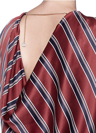 Detail View - Click To Enlarge - MO&CO. EDITION 10 - Regimental stripe drape chain back silk dress