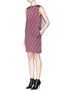 Front View - Click To Enlarge - MO&CO. EDITION 10 - Regimental stripe drape chain back silk dress