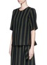 Front View - Click To Enlarge - MO&CO. EDITION 10 - Pleat back stripe wool top