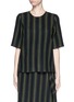 Main View - Click To Enlarge - MO&CO. EDITION 10 - Pleat back stripe wool top