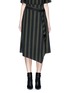 Main View - Click To Enlarge - MO&CO. EDITION 10 - Stripe asymmetric wrap front wool skirt