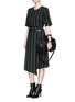 Figure View - Click To Enlarge - MO&CO. EDITION 10 - Stripe asymmetric wrap front wool skirt
