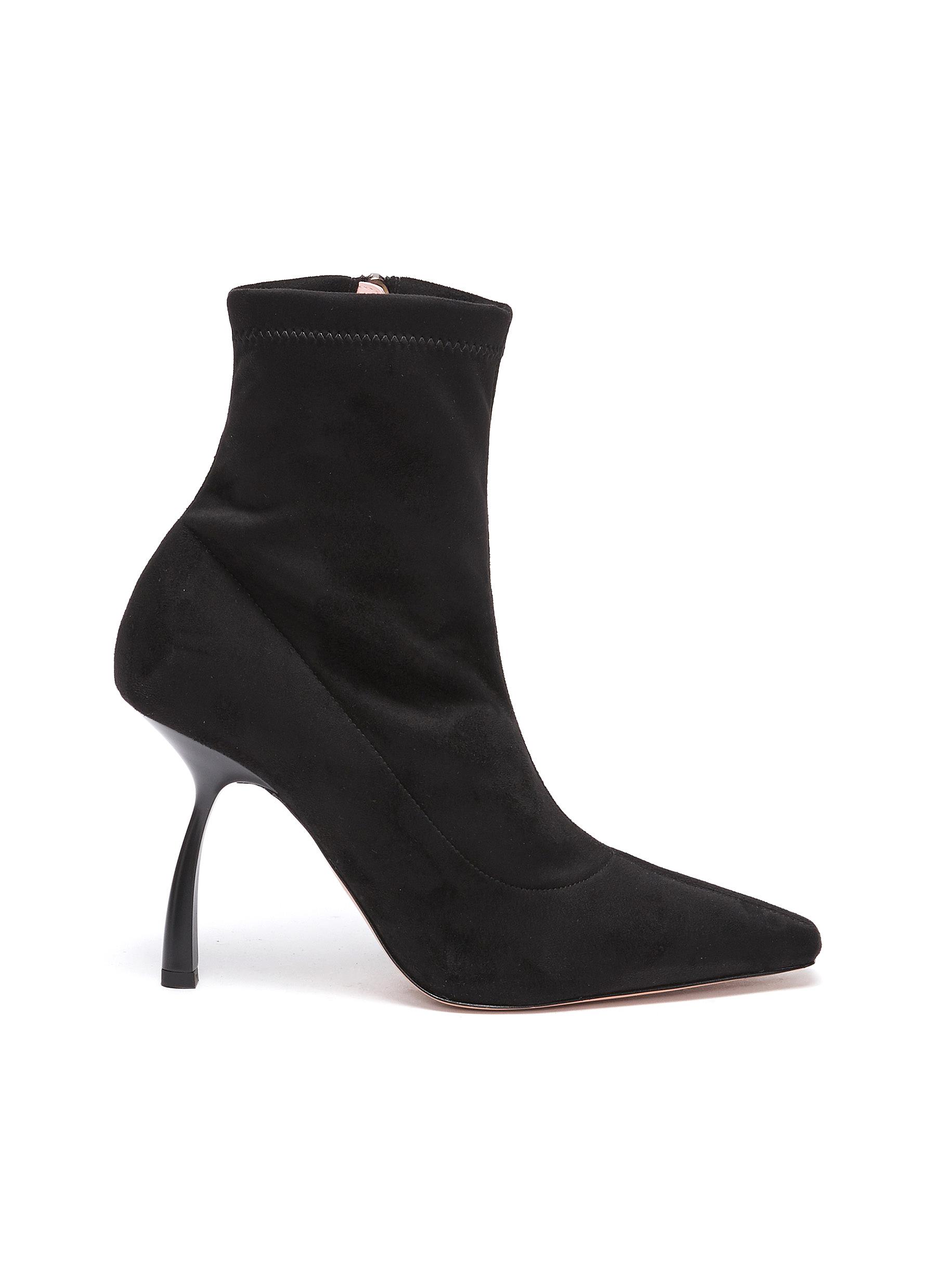 stretch suede ankle boots
