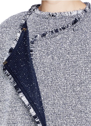Detail View - Click To Enlarge - ST. JOHN - Paper eyelet fringe tweed knit jacket