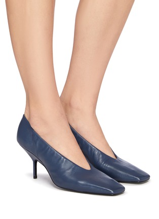 Figure View - Click To Enlarge - PIERRE HARDY - Strada' Square Toe Elasticated Leather Pumps