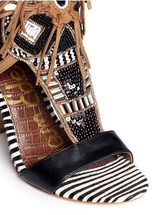 Detail View - Click To Enlarge - SAM EDELMAN - 'Yates' beaded calf hair leather sandals