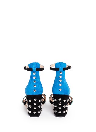 Back View - Click To Enlarge - ISA TAPIA - 'Astor' stud colourblock suede sandals