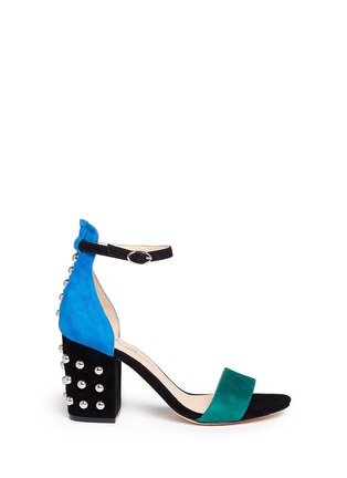 Main View - Click To Enlarge - ISA TAPIA - 'Astor' stud colourblock suede sandals