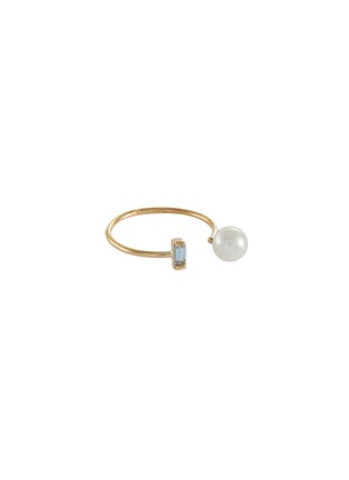 Detail View - Click To Enlarge - POPPY FINCH - Baguette Aquamarine Pearl 14k Gold Ring