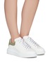 Figure View - Click To Enlarge - ALEXANDER MCQUEEN - Oversized Sneakers' in Leather with Suede Heel Tab