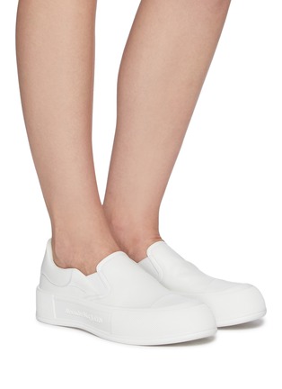 Figure View - Click To Enlarge - ALEXANDER MCQUEEN - Deck Plimsoll' Slip-on Leather Sneakers