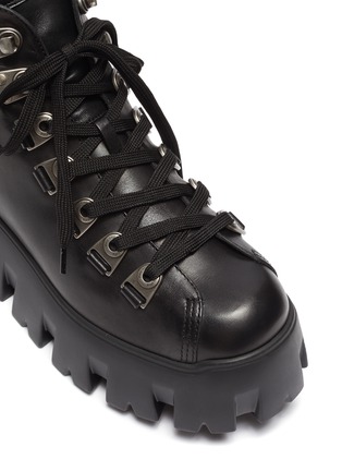 Detail View - Click To Enlarge - MIU MIU - Toothed Platform Calfskin Leather Alpine Boots
