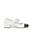 Main View - Click To Enlarge - MIU MIU - Chained Strap Constrasting Toe Cap Heeled Mary Jane Shoes