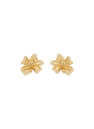 Main View - Click To Enlarge - CENTAURI LUCY - ‘ORIENTAL LEGEND WATER LILIES’ 18K YELLOW GOLD STUD EARRINGS