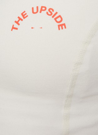 Detail View - Click To Enlarge - THE UPSIDE - Edita' Logo Print Racerback Cotton Blend Crop Tank Top