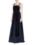 Front View - Click To Enlarge - VALENTINO GARAVANI - Stripe appliqué mesh tulle gown
