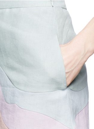 Detail View - Click To Enlarge - VALENTINO GARAVANI - Scalloped panel linen skirt