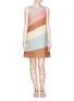 Detail View - Click To Enlarge - VALENTINO GARAVANI - Diagonal panel colourblock linen dress