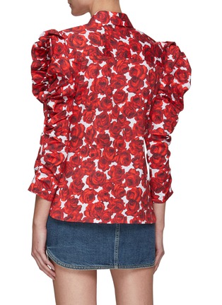 Back View - Click To Enlarge - CAROLINA HERRERA - SHIRRED PUFFED SLEEVES BUTTON DOWN BLOUSE