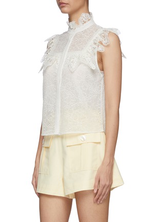 Front View - Click To Enlarge - ALICE & OLIVIA - Marian' Ruffled Collar Sleeveless Blouse