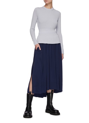 Figure View - Click To Enlarge - 3.1 PHILLIP LIM - Gather Waist Cotton Blend Knit Sweater