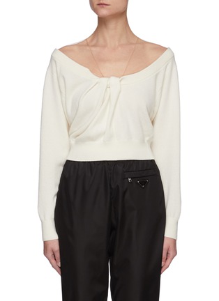 Main View - Click To Enlarge - ALEXANDER WANG - Cowl Neck Tulle Knit Sweater