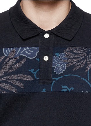 Detail View - Click To Enlarge - MONCLER - 'Maglia' floral leopard stripe polo shirt
