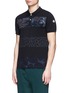 Front View - Click To Enlarge - MONCLER - 'Maglia' floral leopard stripe polo shirt