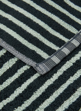 Detail View - Click To Enlarge - TEKLA - Striped Organic Cotton Terry Bath Towel – Black/Mint
