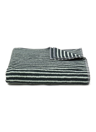 Main View - Click To Enlarge - TEKLA - Striped Organic Cotton Terry Bath Towel – Black/Mint