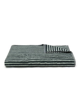 Main View - Click To Enlarge - TEKLA - Striped Organic Cotton Terry Bath Sheet – Black/Mint