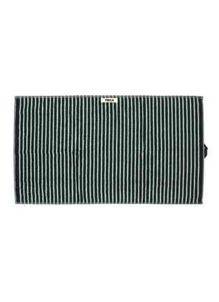 Main View - Click To Enlarge - TEKLA - Striped Organic Cotton Terry Hand Towel – Black/Mint