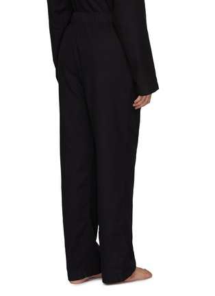 Back View - Click To Enlarge - TEKLA - Medium Organic Cotton Flannel Pyjama Pants – Black