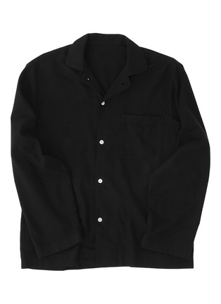 Main View - Click To Enlarge - TEKLA - Small Organic Cotton Flannel Pyjama Top – Black