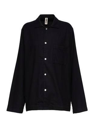 Main View - Click To Enlarge - TEKLA - Large Organic Cotton Flannel Pyjama Top – Black